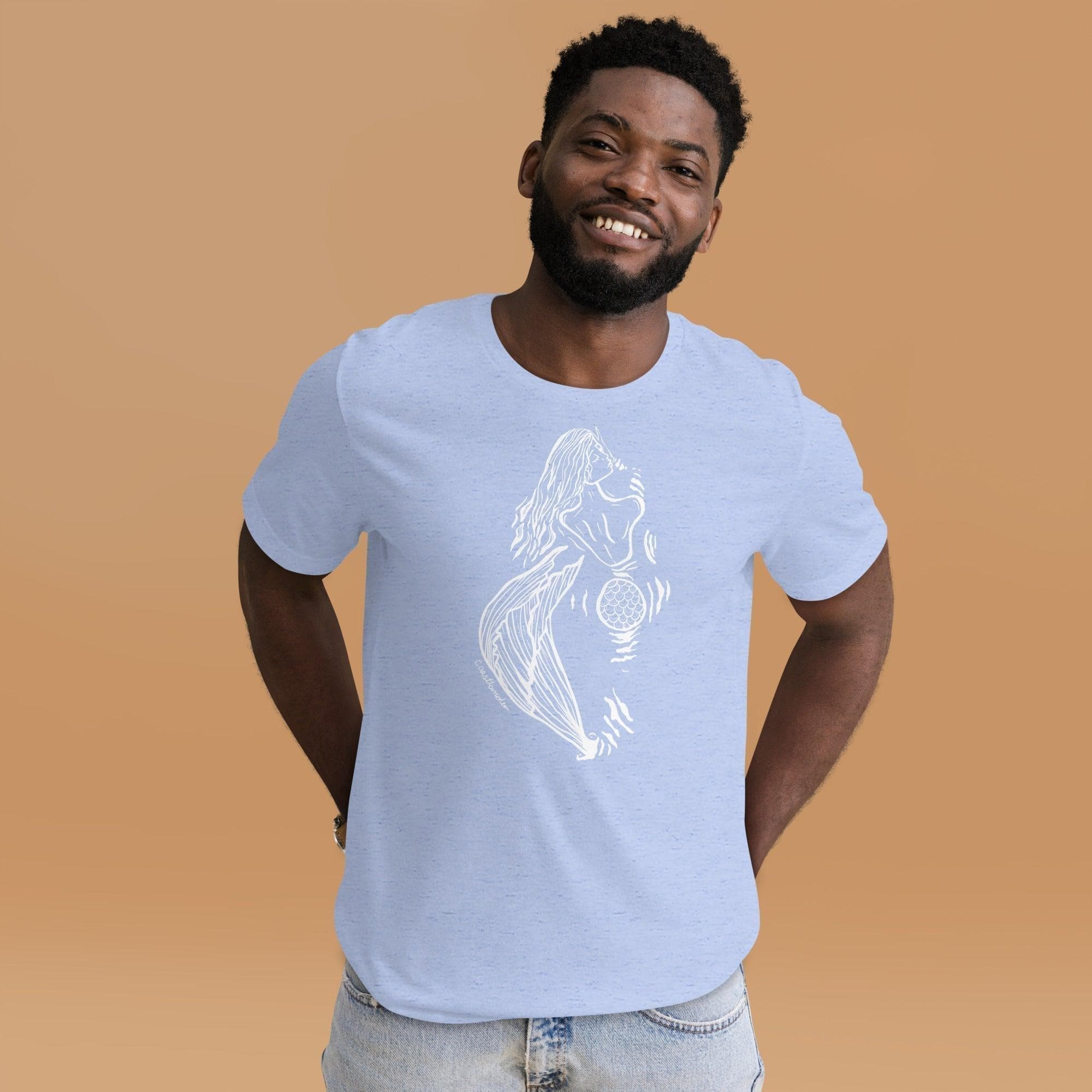 Design of Mermaid Booty - Unisex t-shirt , the colour is Heather Blue