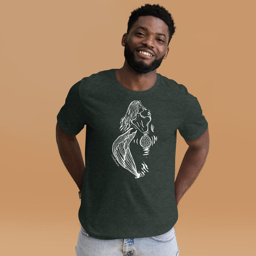 Design of Mermaid Booty - Unisex t-shirt , the colour is Heather Forest