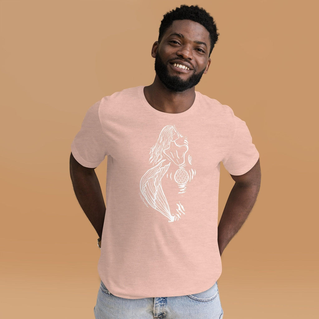 Design of Mermaid Booty - Unisex t-shirt , the colour is Heather Prism Peach