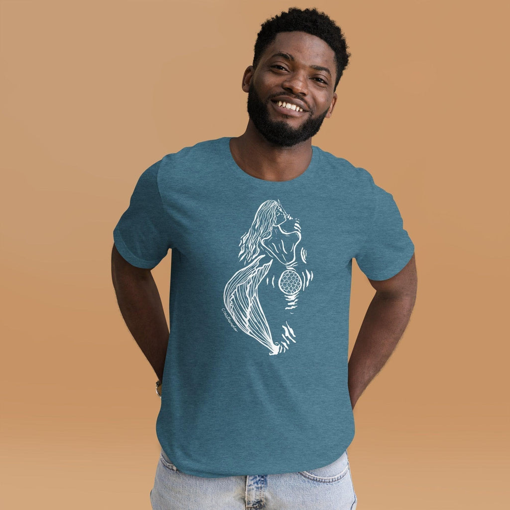 Design of Mermaid Booty - Unisex t-shirt , the colour is Heather Deep Teal
