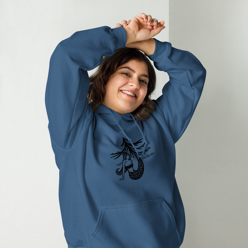 Design of Mermaid Tree Design - Unisex Hoodie , the colour is Indigo Blue