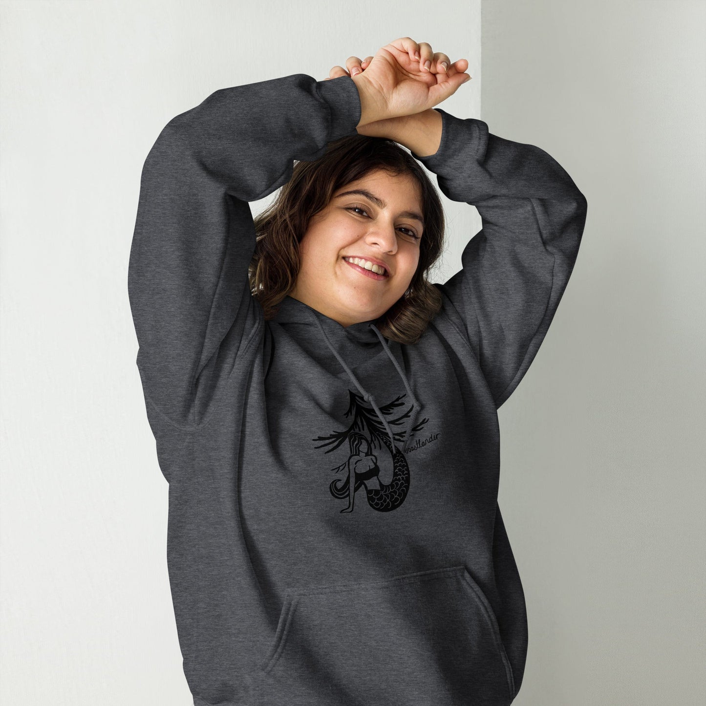 Design of Mermaid Tree Design - Unisex Hoodie , the colour is Dark Heather