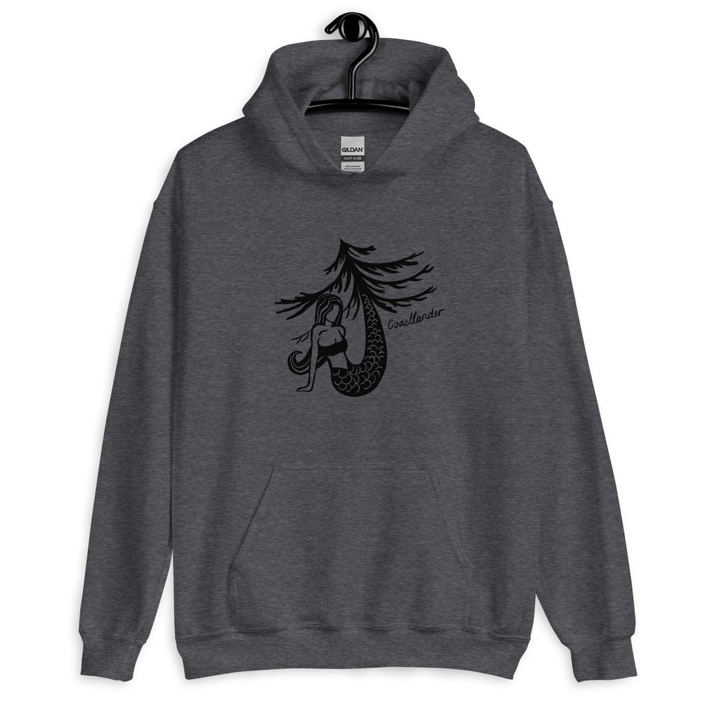 Design of Mermaid & Tree Design - Unisex Hoodie , the colour is Dark Heather