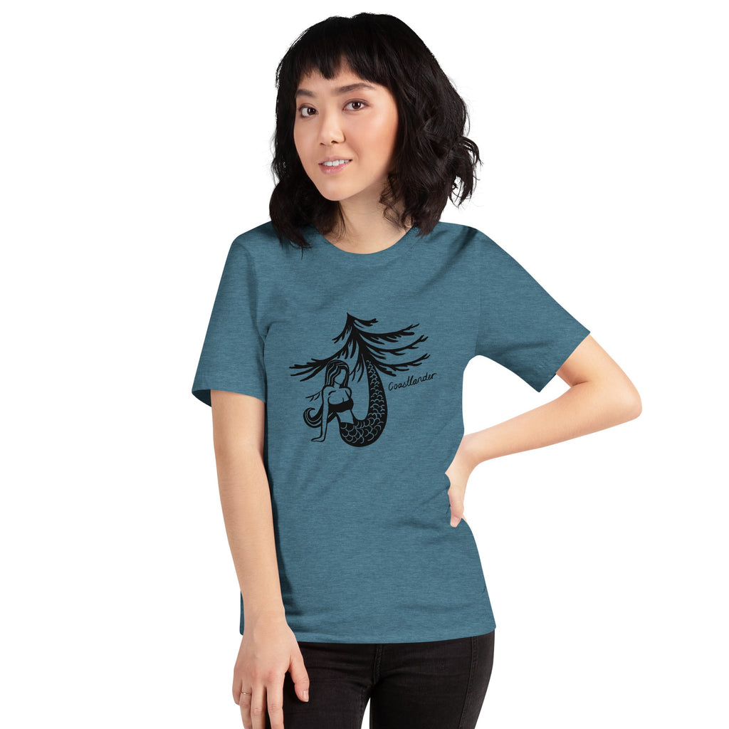 Design of Mermaid & Tree Design - Unisex t-shirt , the colour is Heather Deep Teal