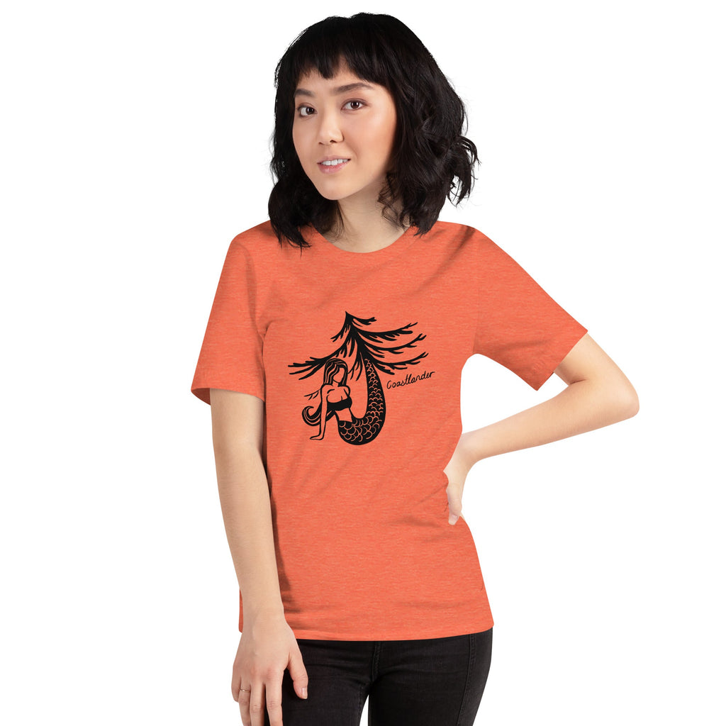 Design of Mermaid & Tree Design - Unisex t-shirt , the colour is Heather Orange