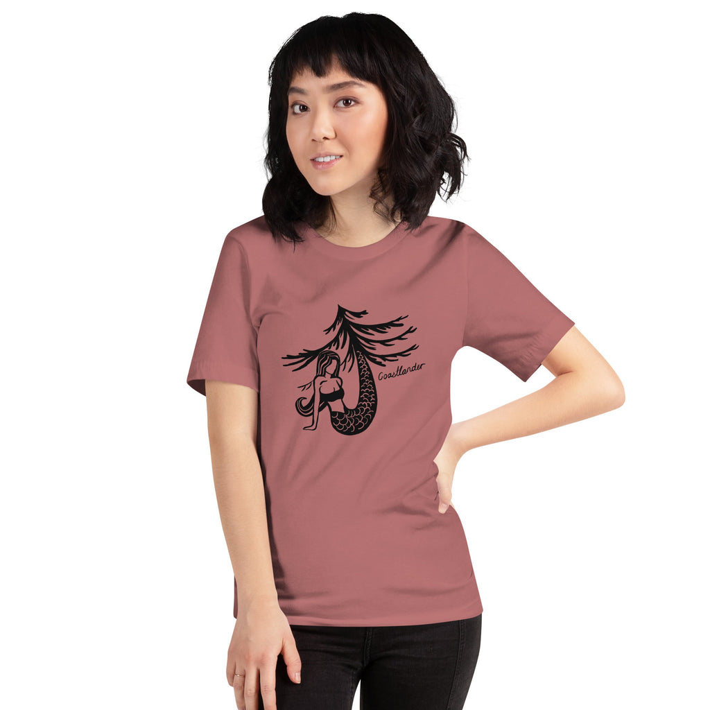 Design of Mermaid & Tree Design - Unisex t-shirt , the colour is Mauve