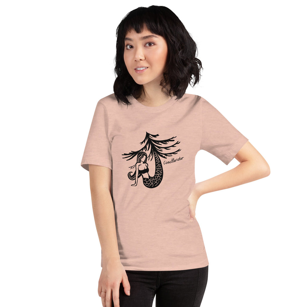 Design of Mermaid & Tree Design - Unisex t-shirt , the colour is Heather Prism Peach