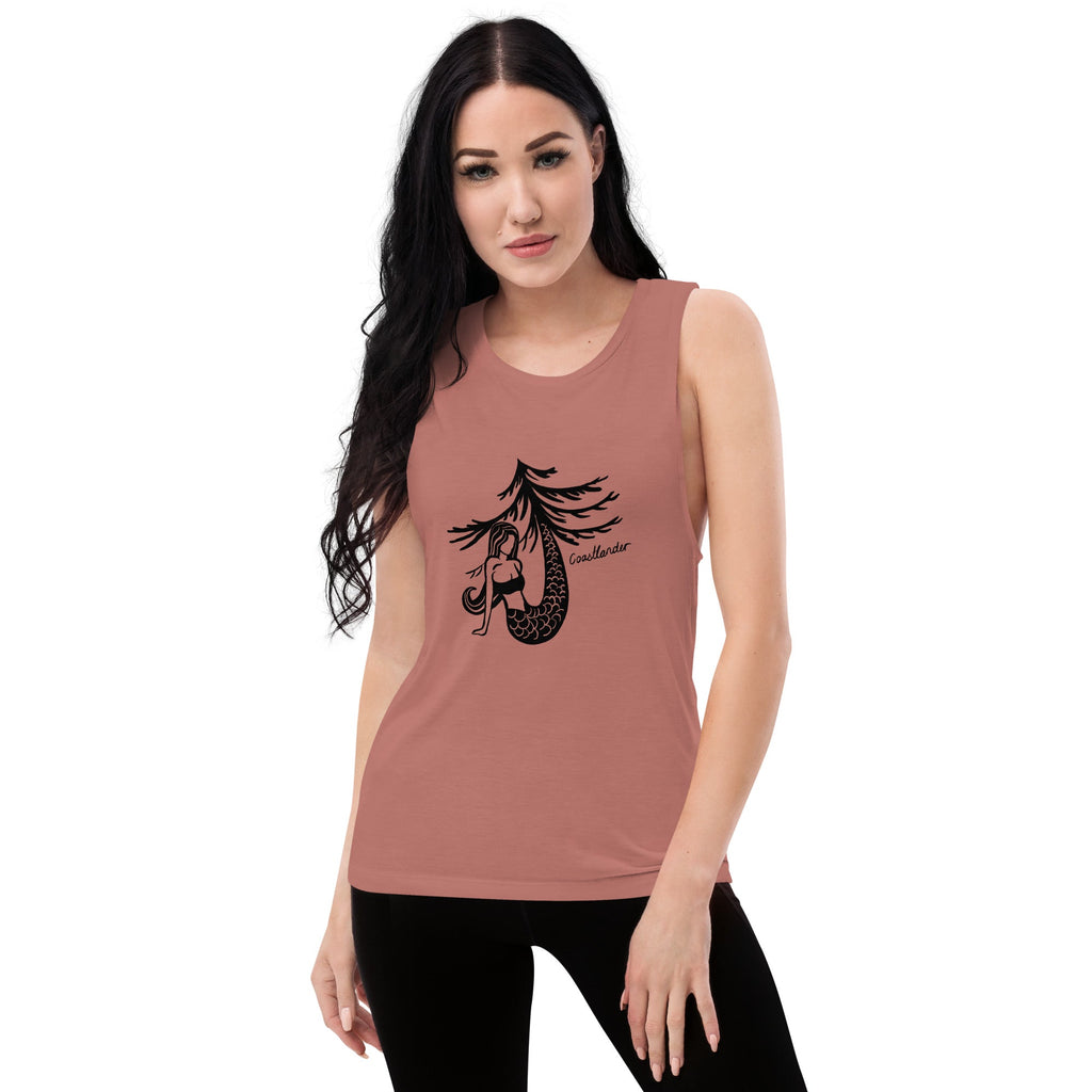 Design of Mermaid & Tree - Ladies’ Muscle Tank , the colour is Mauve