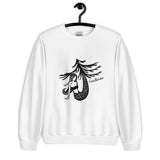 Design of Mermaid & Tree - Unisex Sweatshirt , the colour is White