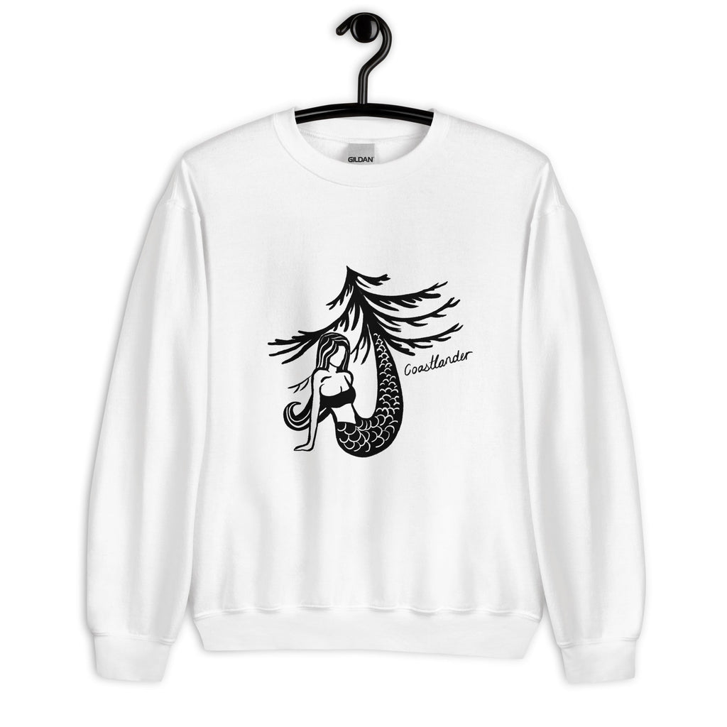 Design of Mermaid & Tree - Unisex Sweatshirt , the colour is White