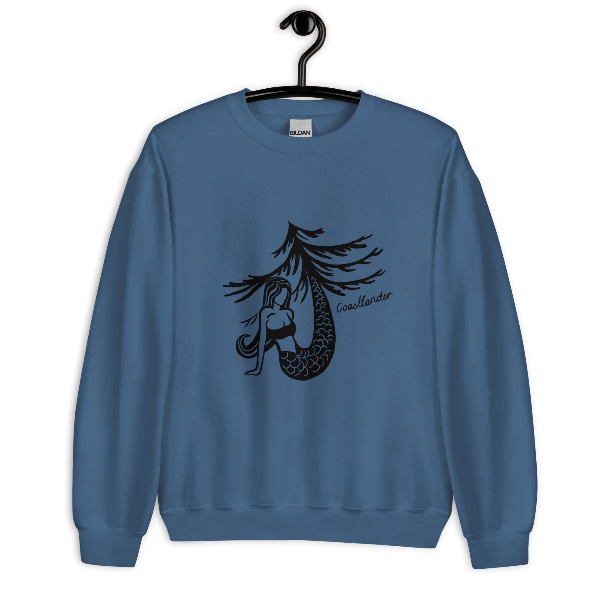 Design of Mermaid & Tree - Unisex Sweatshirt , the colour is Indigo Blue