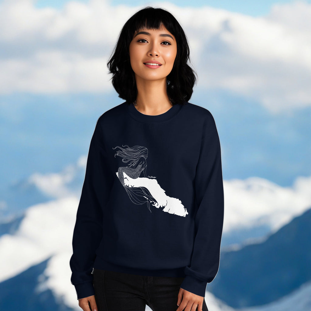 Design of Mermaid Vancouver Island Design - Unisex Sweatshirt , the colour is Navy