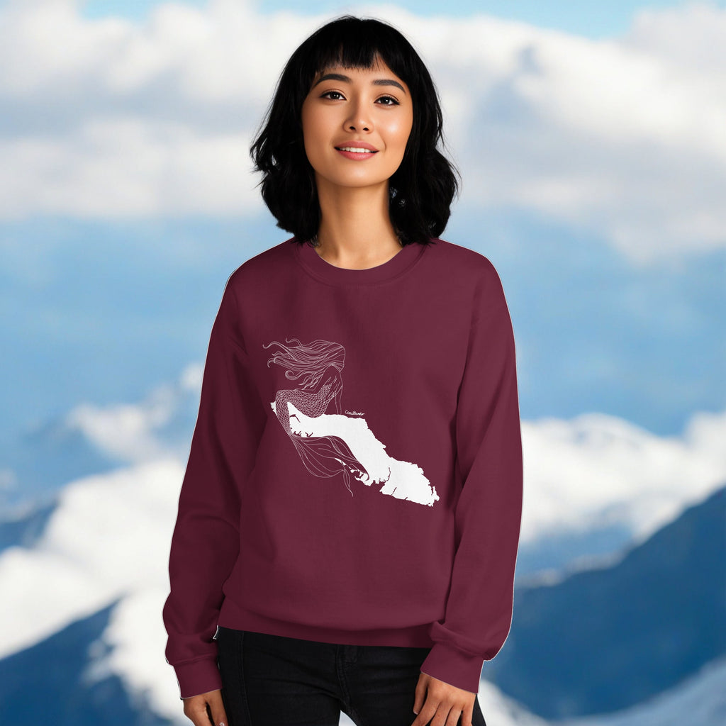Design of Mermaid Vancouver Island Design - Unisex Sweatshirt , the colour is Maroon