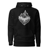 Design of Mountain & Trees - Unisex Hoodie , the colour is Black
