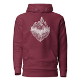 Design of Mountain & Trees - Unisex Hoodie , the colour is Maroon