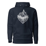 Design of Mountain & Trees - Unisex Hoodie , the colour is Navy Blazer