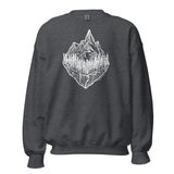 Design of Mountain & Trees - Unisex Sweatshirt , the colour is Dark Heather