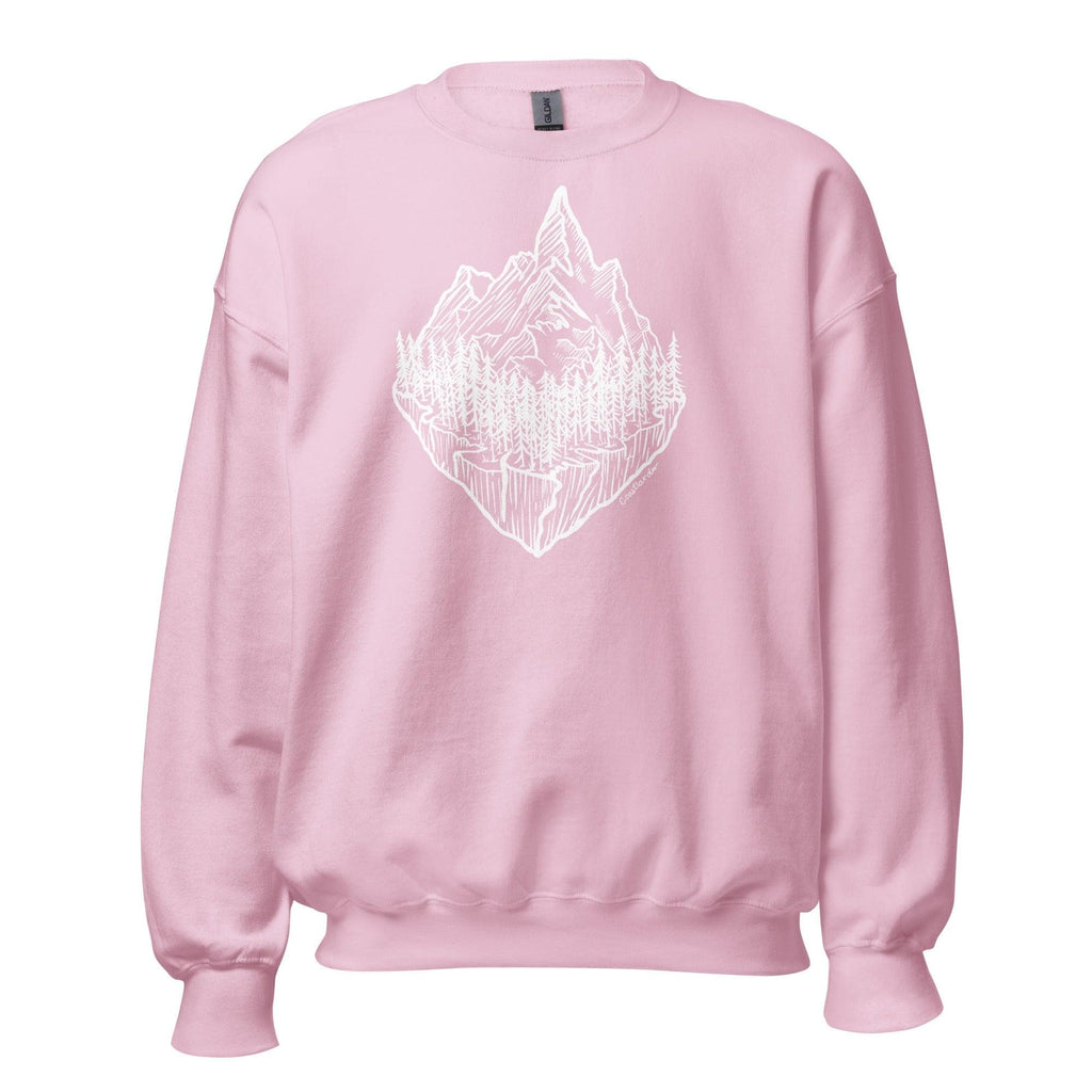 Design of Mountain & Trees - Unisex Sweatshirt , the colour is Light Pink