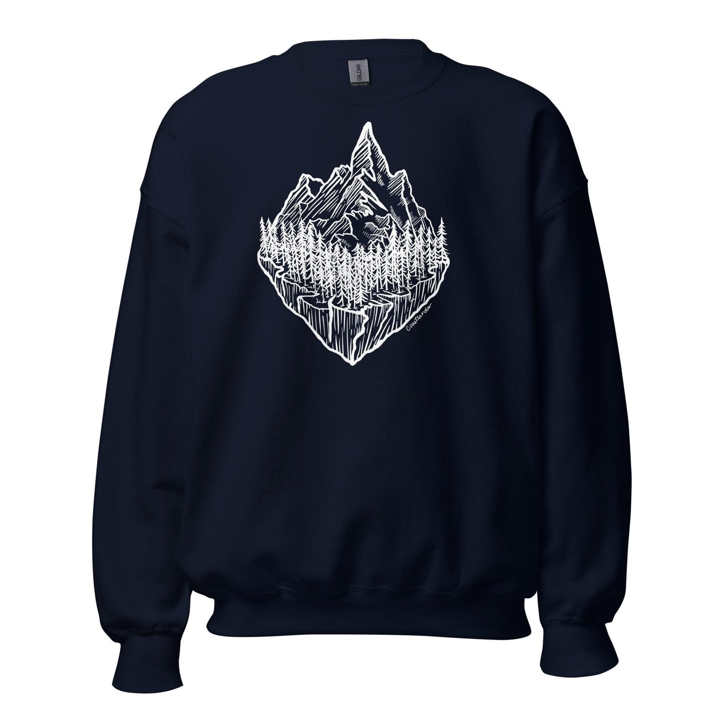 Design of Mountain & Trees - Unisex Sweatshirt , the colour is Navy