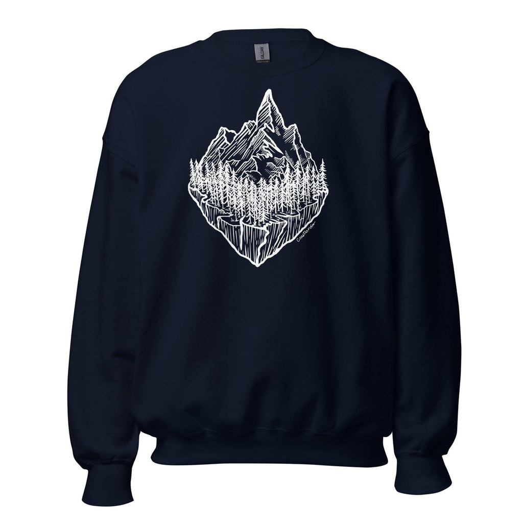 Design of Mountain & Trees - Unisex Sweatshirt , the colour is Navy
