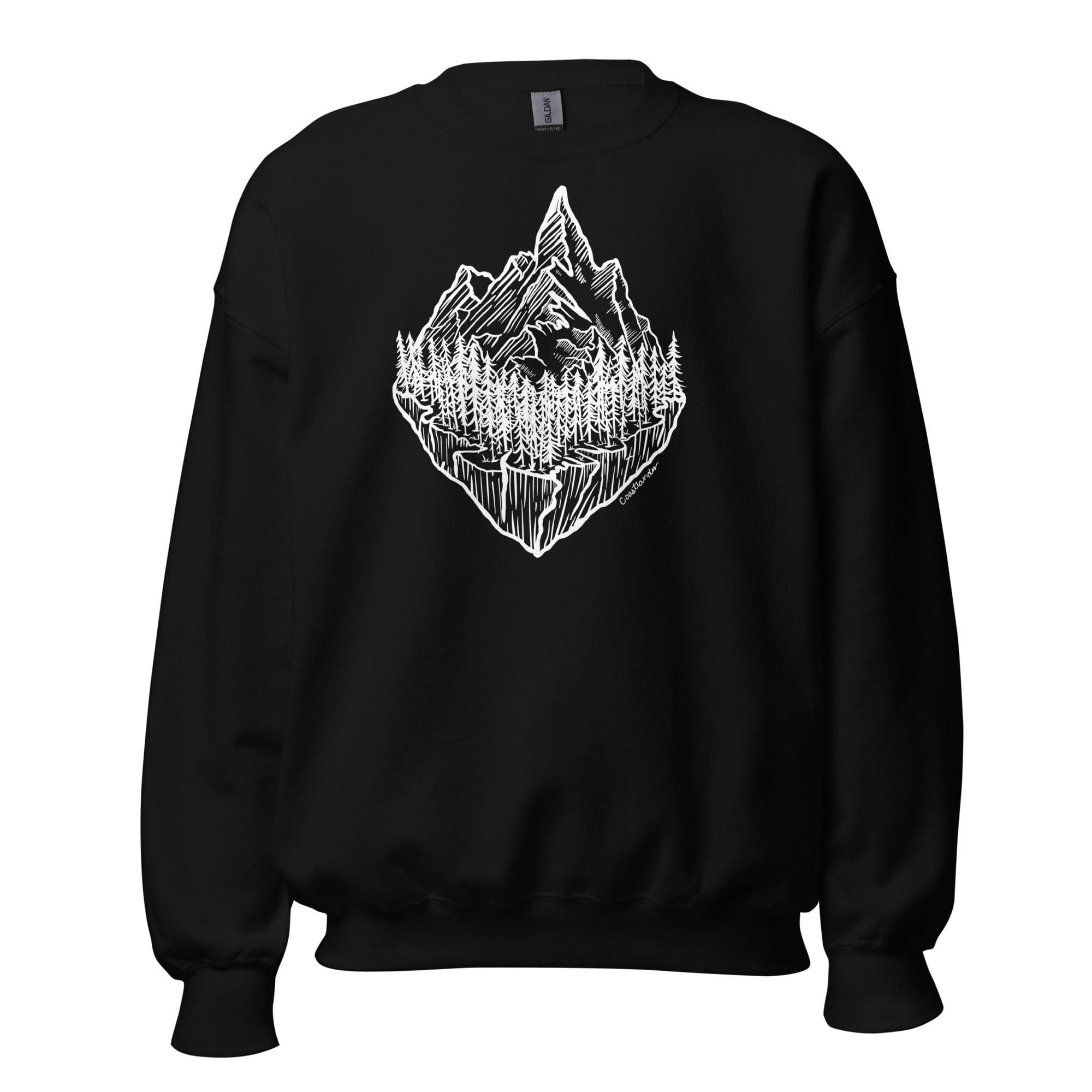 Design of Mountain & Trees - Unisex Sweatshirt , the colour is Black