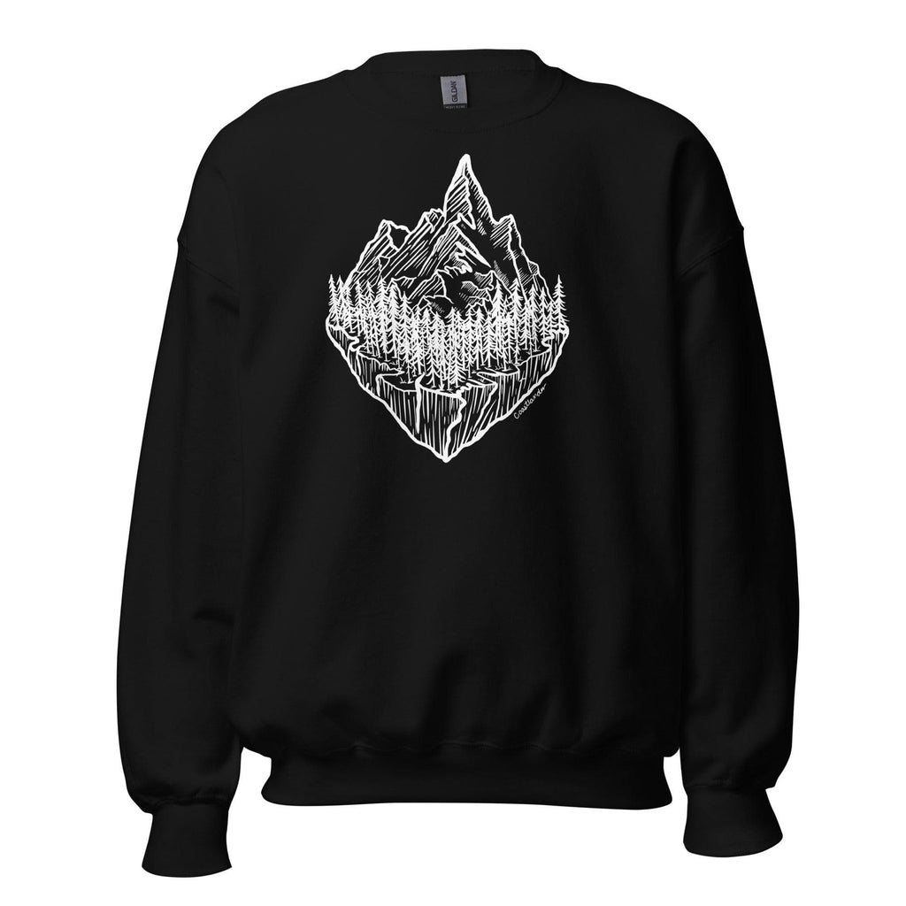Design of Mountain & Trees - Unisex Sweatshirt , the colour is Black