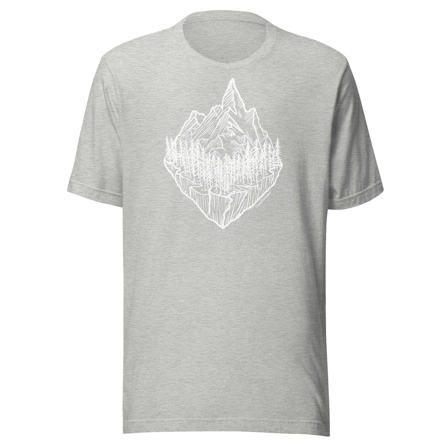 Design of Mountain & Trees - Unisex t-shirt , the colour is Athletic Heather