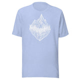 Design of Mountain & Trees - Unisex t-shirt , the colour is Heather Blue