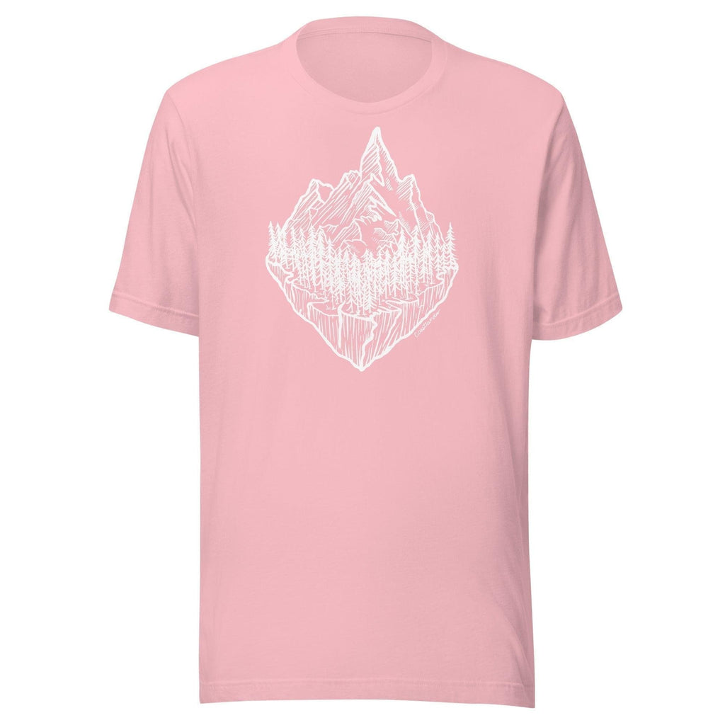 Design of Mountain & Trees - Unisex t-shirt , the colour is Pink