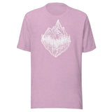 Design of Mountain & Trees - Unisex t-shirt , the colour is Heather Prism Lilac