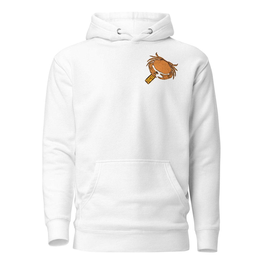 Design of Mr. Fireball Crab - Unisex Hoodie , the colour is White
