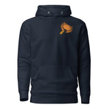 Design of Mr. Fireball Crab - Unisex Hoodie , the colour is Navy Blazer