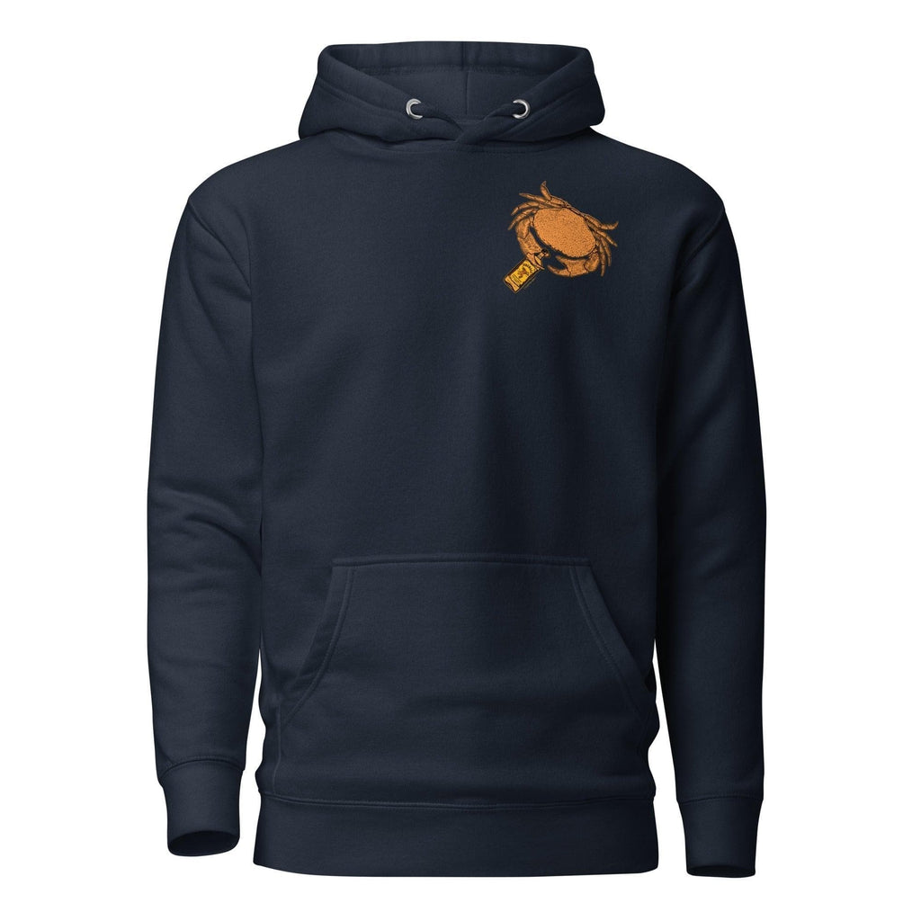 Design of Mr. Fireball Crab - Unisex Hoodie , the colour is Navy Blazer