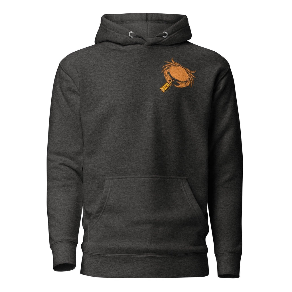 Design of Mr. Fireball Crab - Unisex Hoodie , the colour is Charcoal Heather