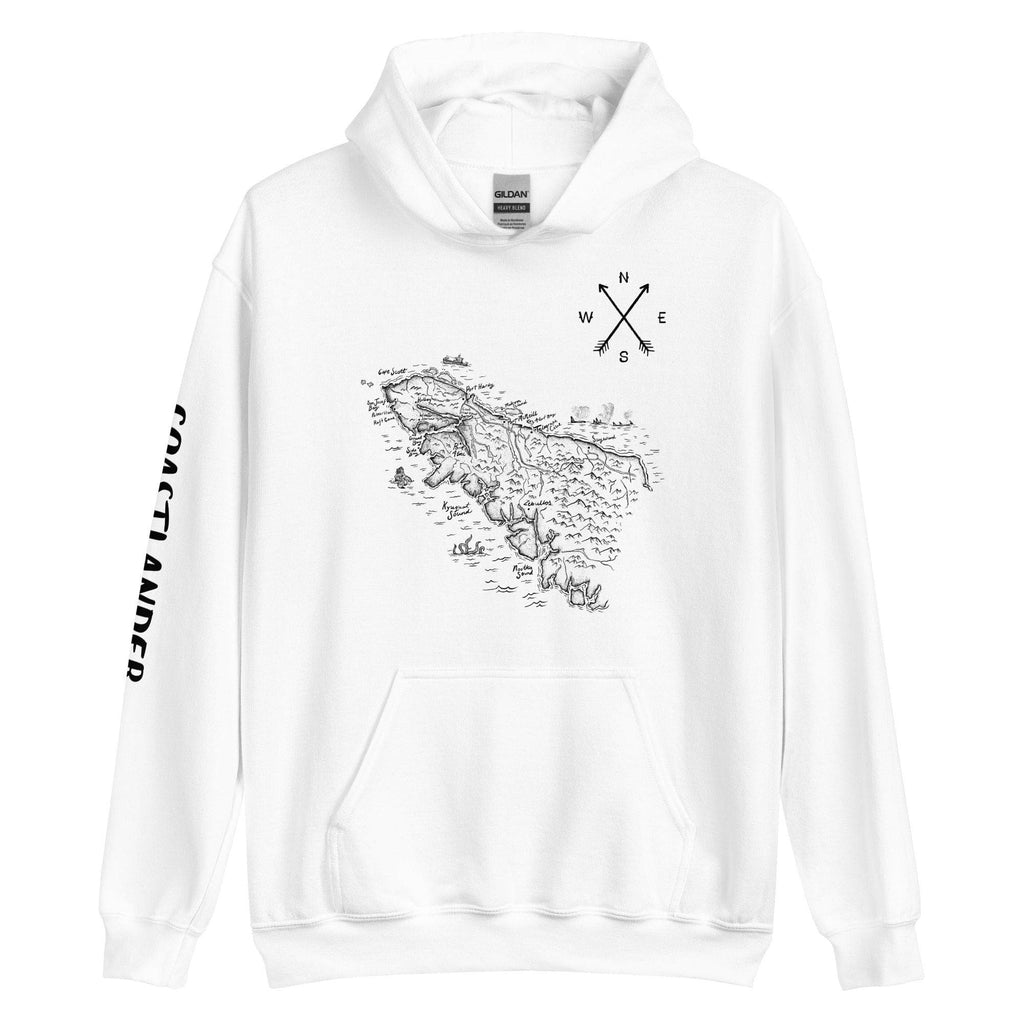 Design of North Island Map - Unisex Hoodie , the colour is White