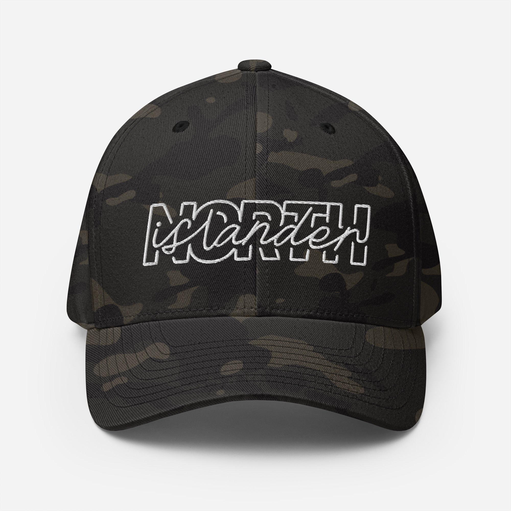 Design of North Islander - FLEXFIT - Structured Twill Cap , the colour is Multicam Black
