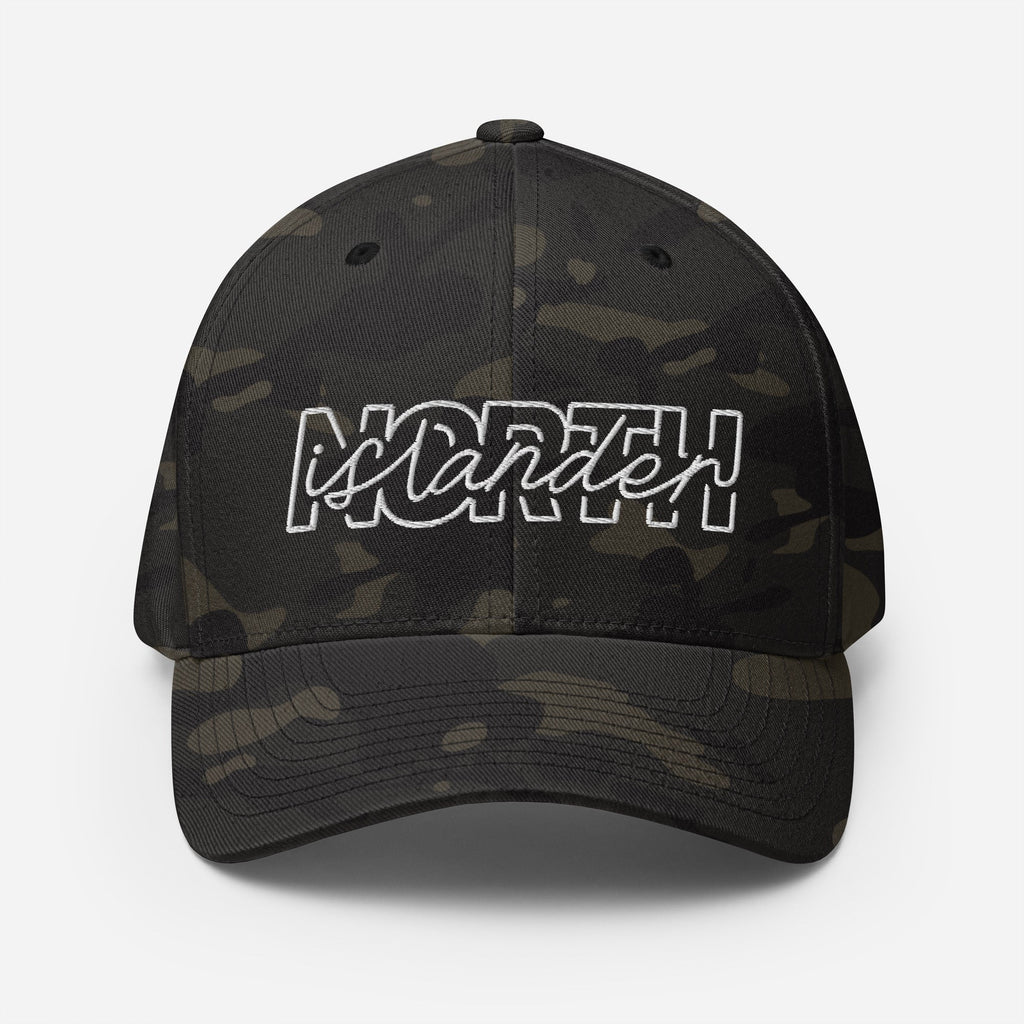 Design of North Islander - FLEXFIT - Structured Twill Cap , the colour is Multicam Black