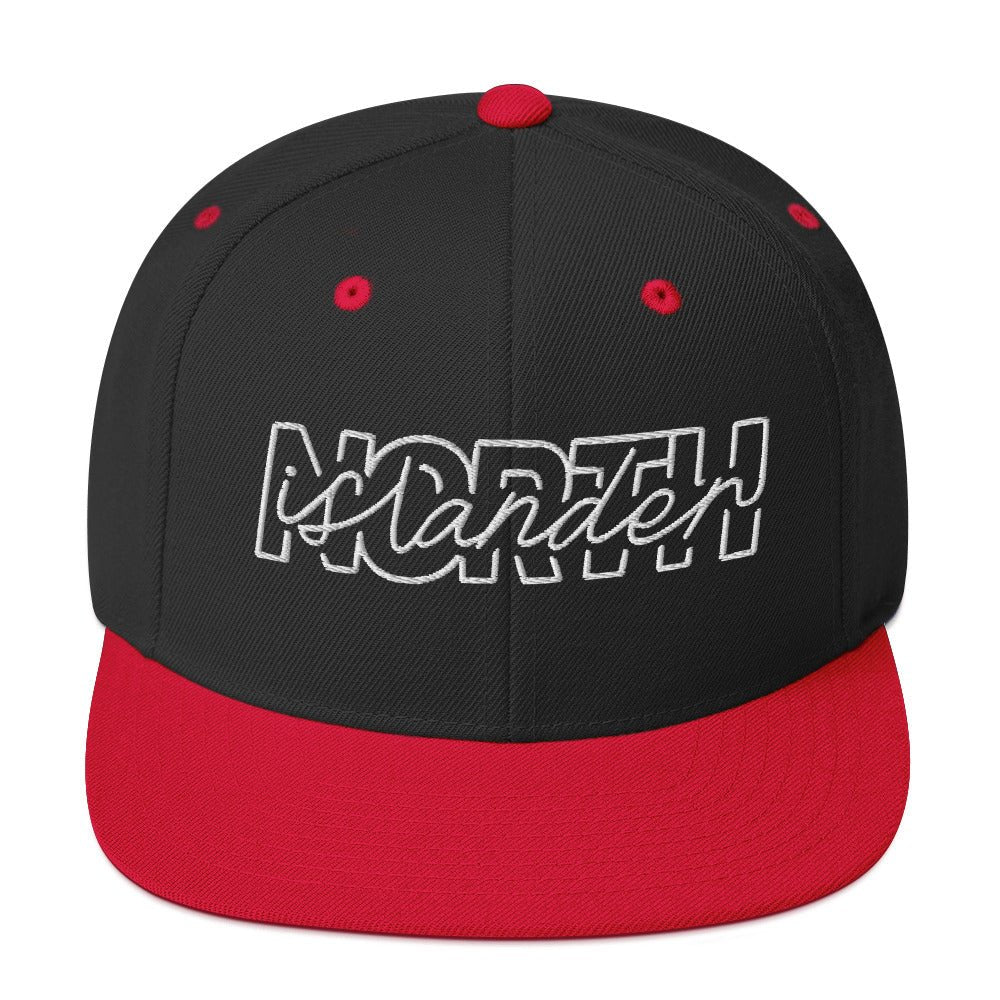 Design of North Islander - Snapback Hat , the colour is Black Red