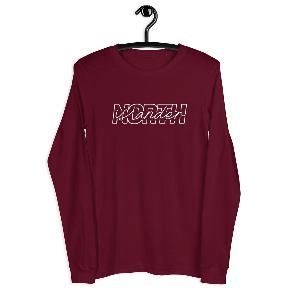 Design of NORTH ISLANDER - Unisex Long Sleeve Tee , the colour is Maroon