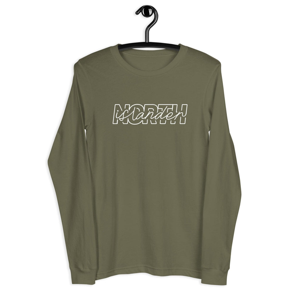 Design of NORTH ISLANDER - Unisex Long Sleeve Tee , the colour is Military Green