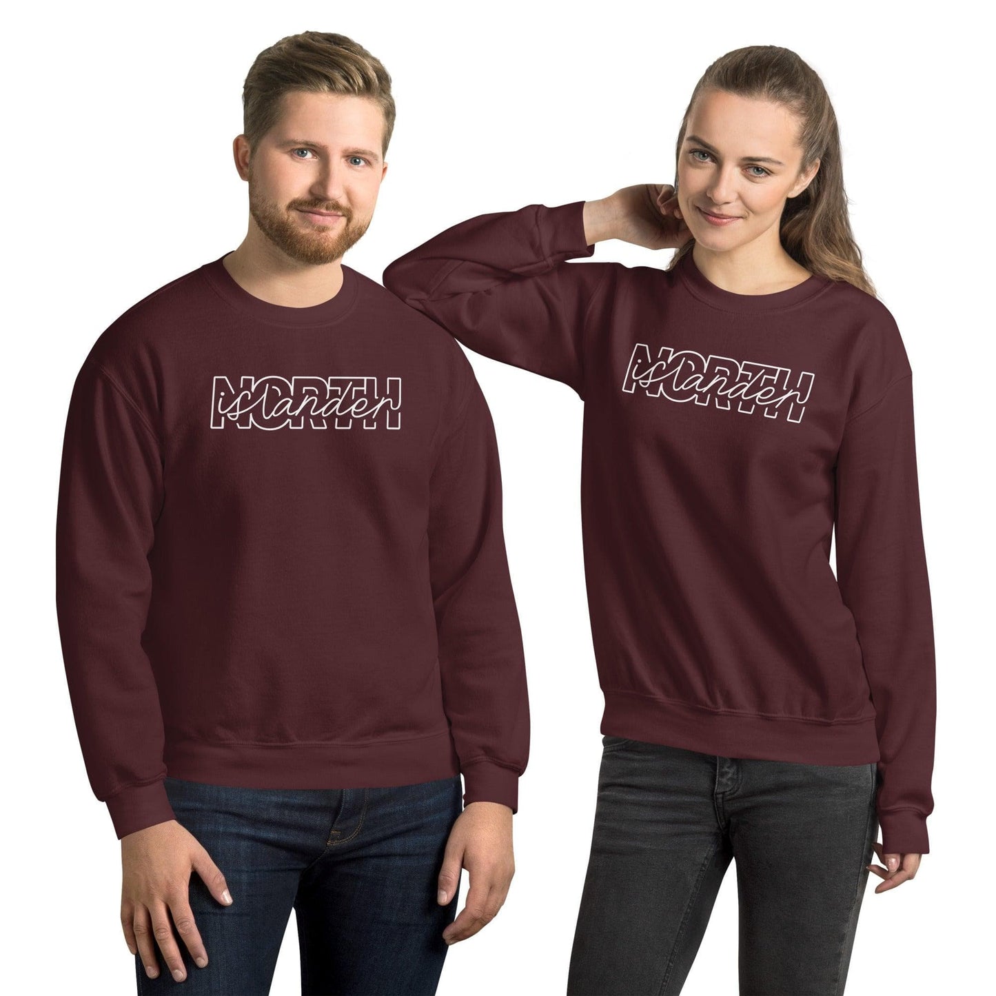 Design of NORTH ISLANDER - Unisex Sweatshirt , the colour is Maroon