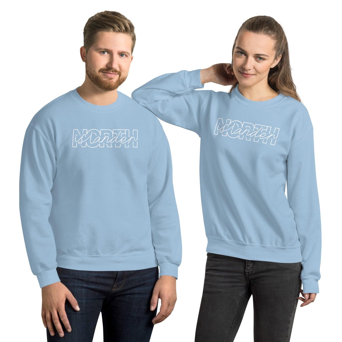 Design of NORTH ISLANDER - Unisex Sweatshirt , the colour is Light Blue