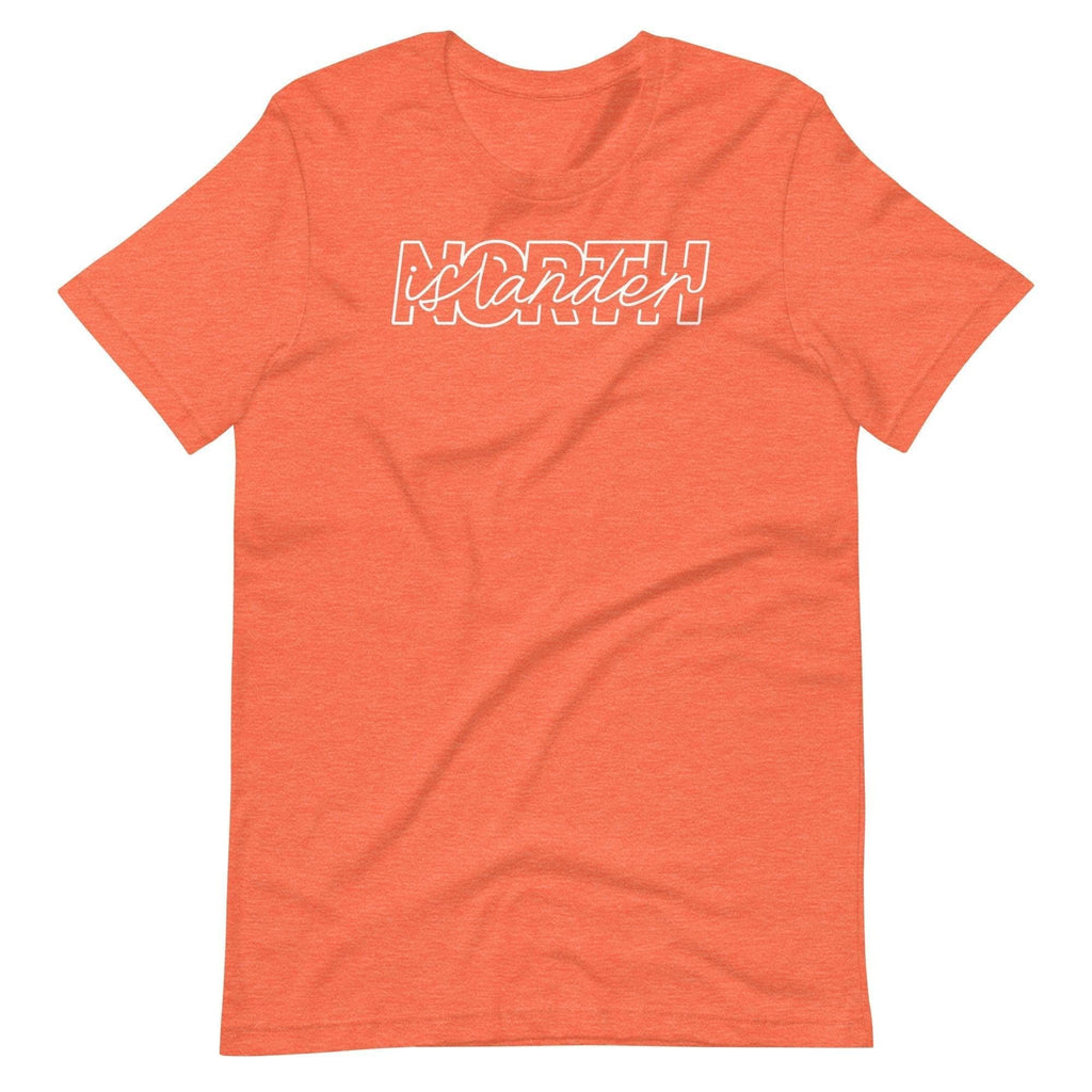 Design of North Islander - Unisex T-shirt , the colour is Heather Orange