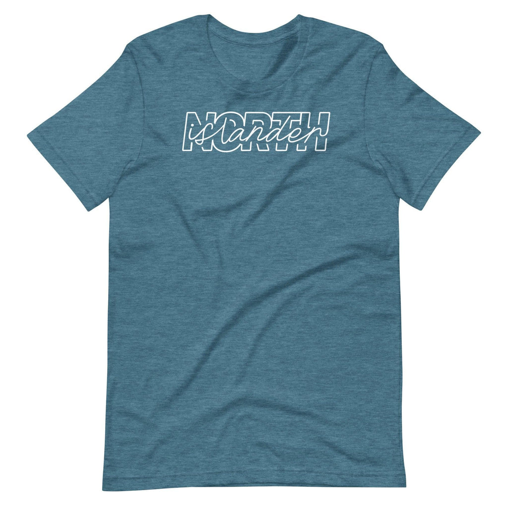Design of North Islander - Unisex T-shirt , the colour is Heather Deep Teal