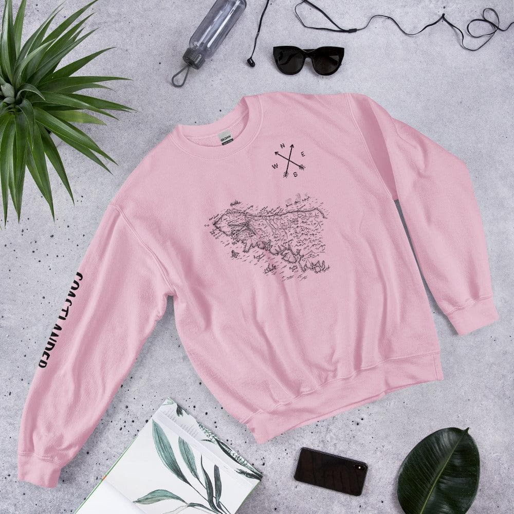 Design of North Vancouver Island Map - Unisex Sweatshirt , the colour is Light Pink