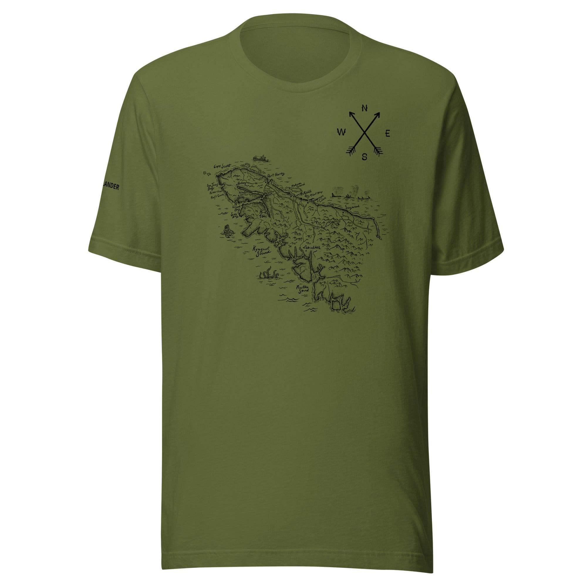 Design of North Vancouver Island Map - Unisex t-shirt , the colour is