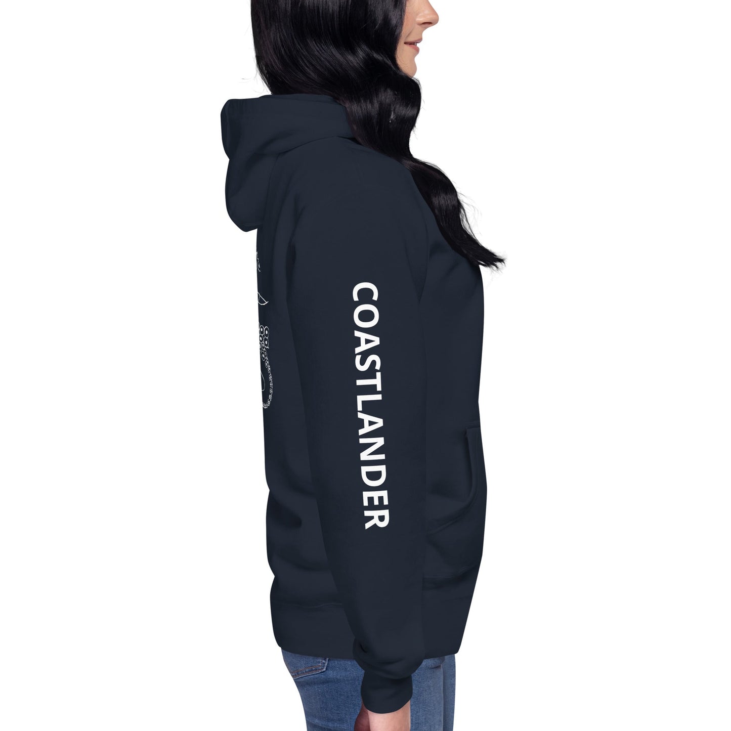 Design of Octopus Vancouver Island Kraken - on back - Unisex Hoodie , the colour is