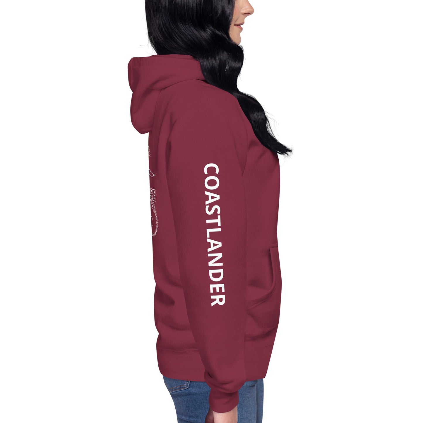 Design of Octopus Vancouver Island Kraken - on back - Unisex Hoodie , the colour is