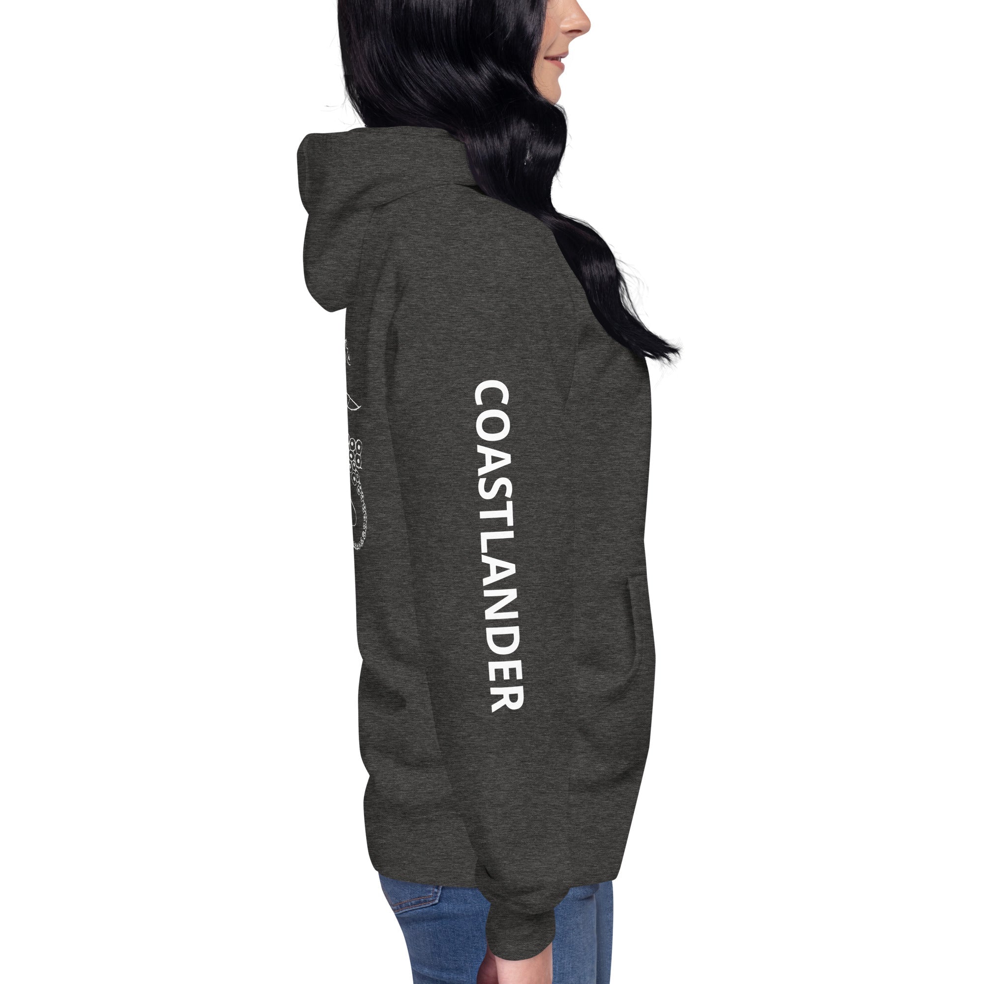Design of Octopus Vancouver Island Kraken - on back - Unisex Hoodie , the colour is