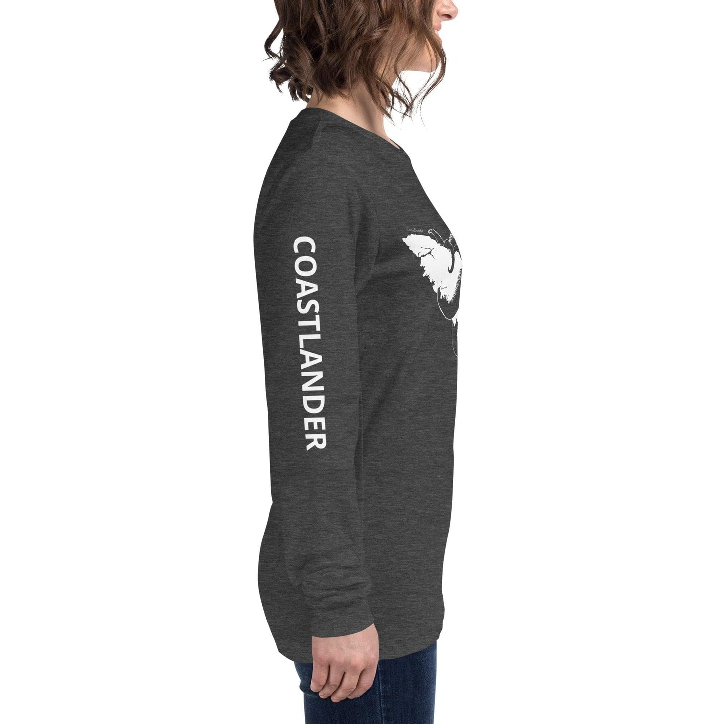 Design of Octopus Wrapped Around Vancouver Island - Unisex Long Sleeve Tee , the colour is